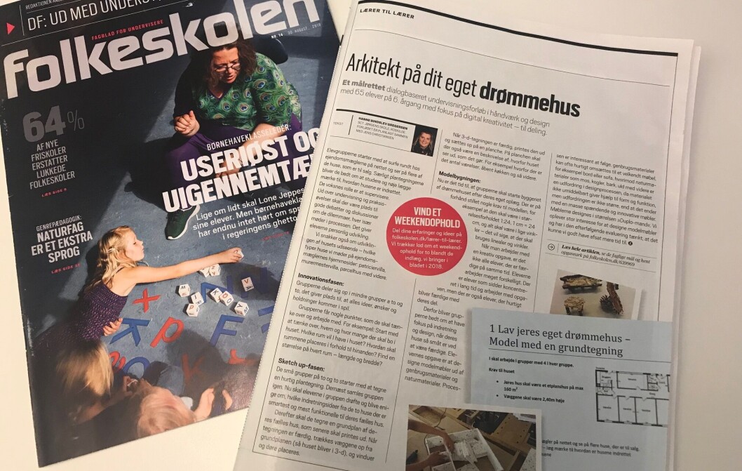 Hanne Bindslev Gregersens elever skulle i designe deres eget drømmehus i håndværk og design-undervisningen. Hun delte forløbet som lærer til lærer-indlæg på folkeskolen.dk Hanne Bindslev Gregersens elever skulle i designe deres eget drømmehus i håndværk og design-undervisningen. Hun delte forløbet som lærer til lærer-indlæg på folkeskolen.dk