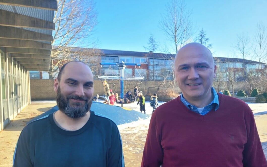 Kredsformand Morten Bo Larsen og skoleleder Gerhard Grubb Waaentz har vikartimer for at få det hele til at hænge sammen, når der er så meget coronasygdom på skolen.