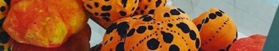 Kusama græskar lavet af balloner, snor, gips og maling. Kusama græskar lavet af balloner, snor, gips og maling.