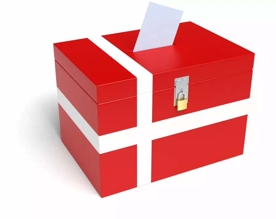 Denmark Flag Ballot Box. 3D Rendering.