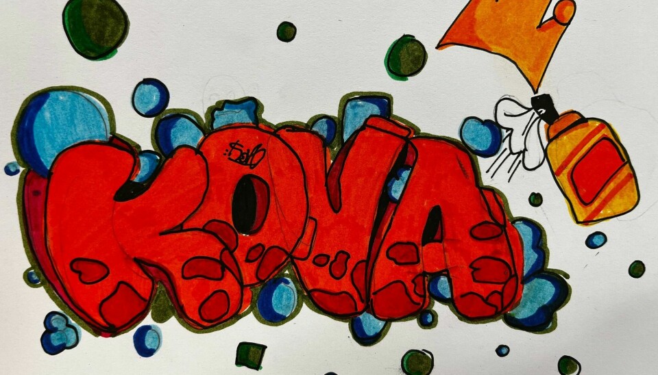 Kova, elev i min 4.klasse, som er utrolig dygtig til at tegne sine egne pieces, og som var katalysator for denne omgang street art.