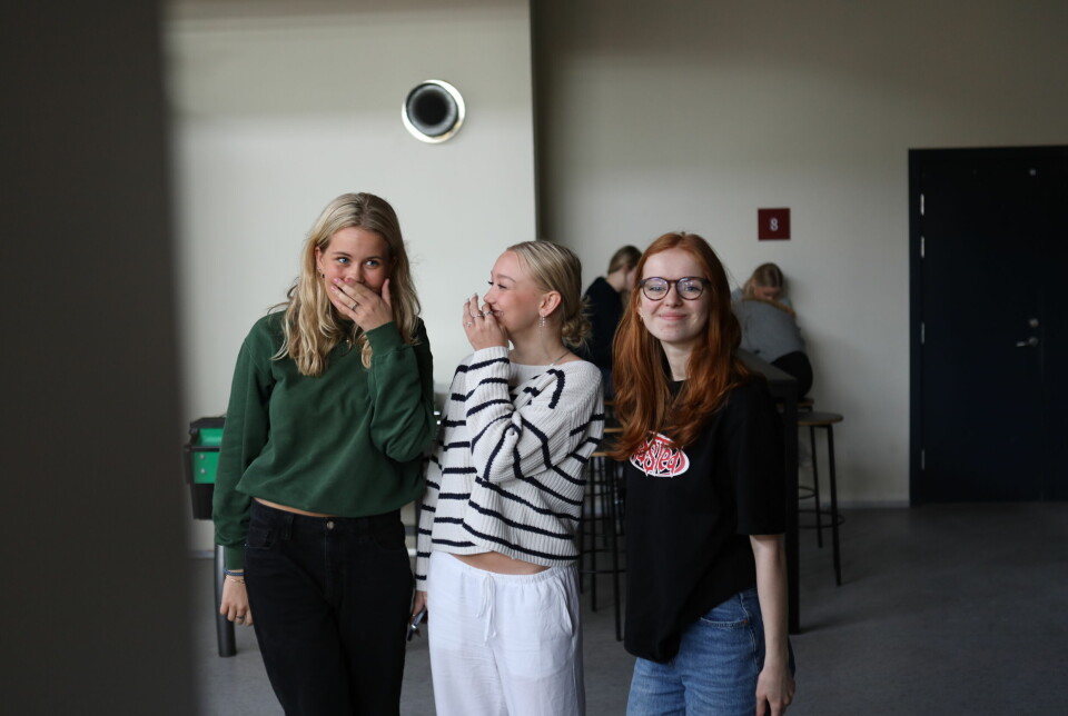 16-årige Laura (til højre i billedet) og veninderne går i 10. L på Tre Falke Skolen på Frederiksberg. Hun synes selv, at hun har udviklet sig meget både fagligt og personligt i løbet af skoleåret. Både Laura og veninderne Matilde og Sofia synes, at det er en dårlig idé at afskaffe 10. klasse.