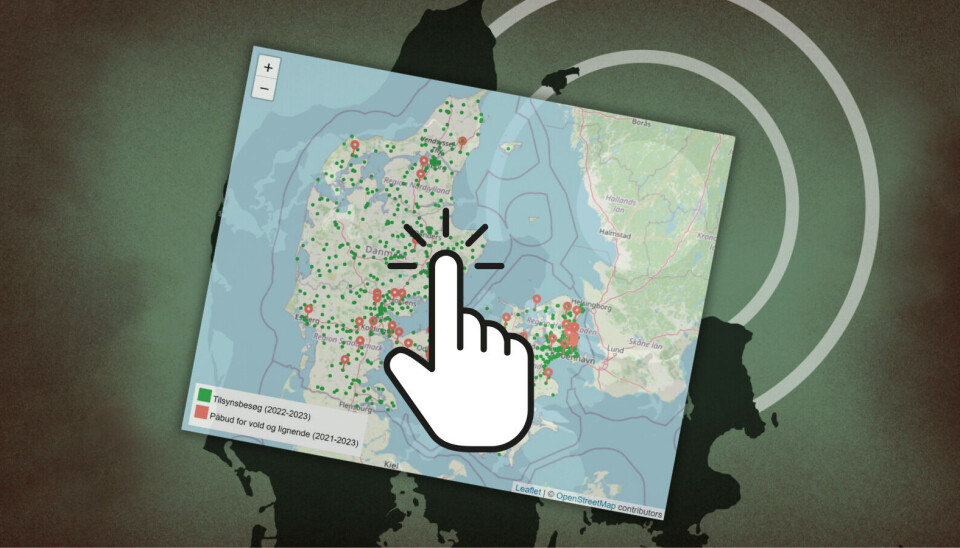 Klik på Danmarkskortet over skoler med voldspåbud nede i artiklen