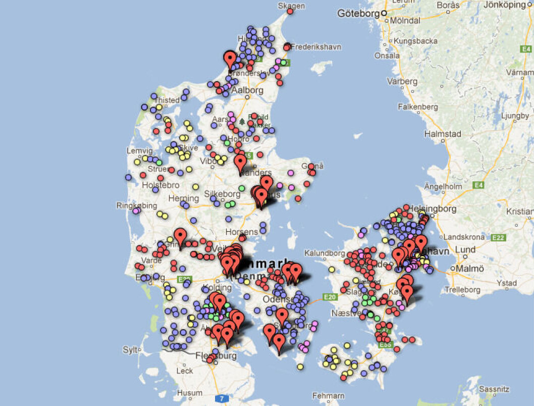 Klik på det interaktive danmarkskort over skolenedlæggelser siden 2008 nedenfor Klik på det interaktive danmarkskort over skolenedlæggelser siden 2008 nedenfor