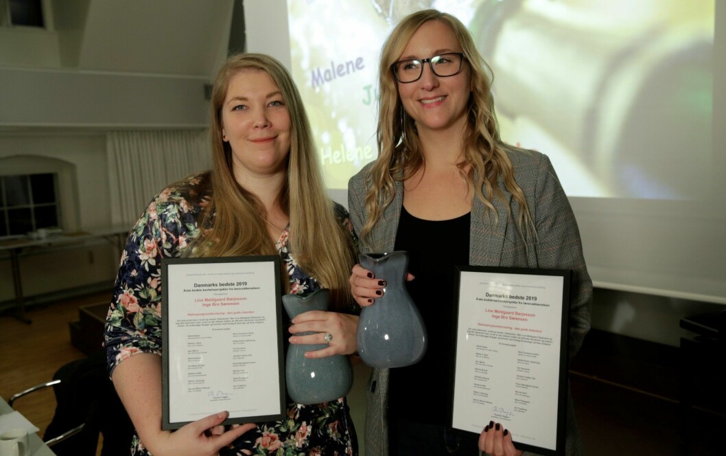 Line Meldgaard og Inge Bro fik førsteprisen for deres bachelorprojekt i 2019. Nu er de med til af udpege årets prisvindere.